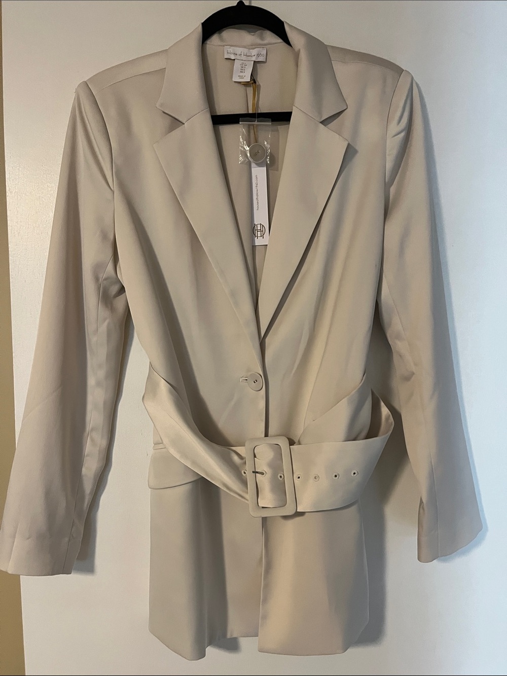 Cream color Tailored Belted Blazer Jacket SM